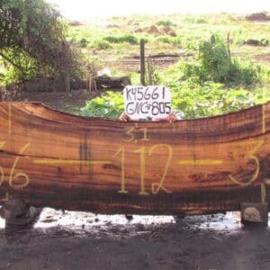 Large wooden slab with numbers and sign.