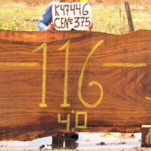 Large wooden slab with yellow numbers displayed.