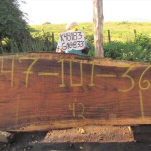 Large wooden slab with yellow numbers.